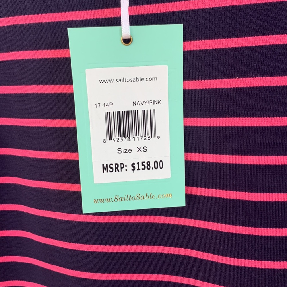 NWT Sail to Sable sz XS navy and pink striped very soft knit dress - Picture 8 of 10